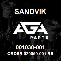 001030-001 Sandvik ORDER 020050-001 RB | AGA Parts