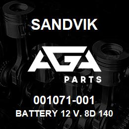 001071-001 Sandvik BATTERY 12 V. 8D 1400 C.CA 450RCM T-TEXT | AGA Parts