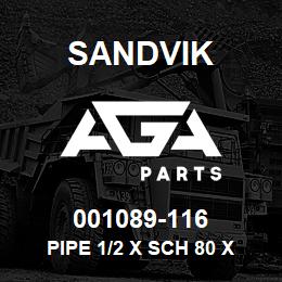 001089-116 Sandvik PIPE 1/2 X SCH 80 X 113.75" POP | AGA Parts