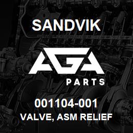 001104-001 Sandvik VALVE, ASM RELIEF | AGA Parts