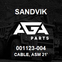 001123-004 Sandvik CABLE, ASM 21' | AGA Parts