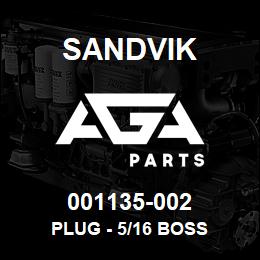 001135-002 Sandvik PLUG - 5/16 BOSS | AGA Parts