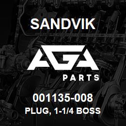 001135-008 Sandvik PLUG, 1-1/4 BOSS | AGA Parts