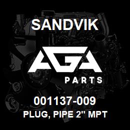 001137-009 Sandvik PLUG, PIPE 2" MPT | AGA Parts