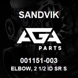 001151-003 Sandvik ELBOW, 2 1/2 ID SR SCH80 | AGA Parts