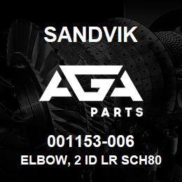 001153-006 Sandvik ELBOW, 2 ID LR SCH80 | AGA Parts