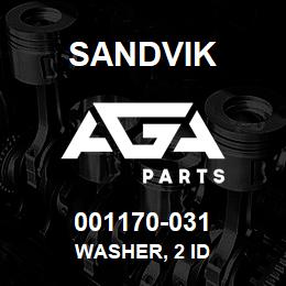 001170-031 Sandvik WASHER, 2 ID | AGA Parts