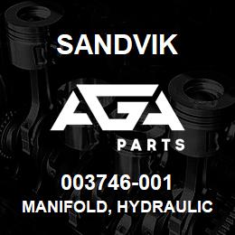 003746-001 Sandvik MANIFOLD, HYDRAULIC D40II BH | AGA Parts