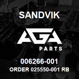 006266-001 Sandvik ORDER 025550-001 RB | AGA Parts