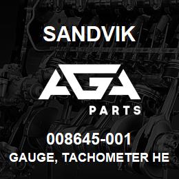 008645-001 Sandvik GAUGE, TACHOMETER HEAD SPEED | AGA Parts
