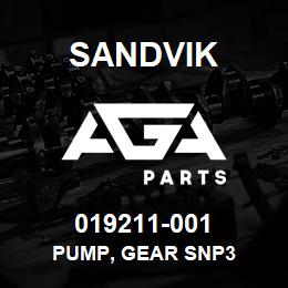 019211-001 Sandvik PUMP, GEAR SNP3 | AGA Parts