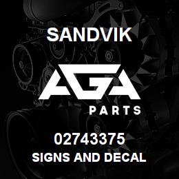 02743375 Sandvik SIGNS AND DECAL | AGA Parts
