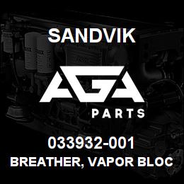033932-001 Sandvik BREATHER, VAPOR BLOCKING, BR110 | AGA Parts