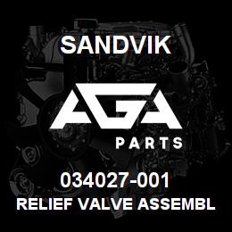 034027-001 Sandvik RELIEF VALVE ASSEMBLY | AGA Parts