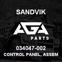 034047-002 Sandvik CONTROL PANEL, ASSEMBLY | AGA Parts