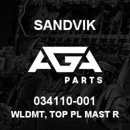 034110-001 Sandvik WLDMT, TOP PL MAST RST | AGA Parts