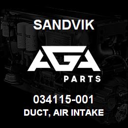 034115-001 Sandvik DUCT, AIR INTAKE | AGA Parts
