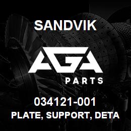 034121-001 Sandvik PLATE, SUPPORT, DETAILED | AGA Parts
