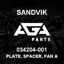 034204-001 Sandvik PLATE, SPACER, FAN ADJUSTMENT | AGA Parts