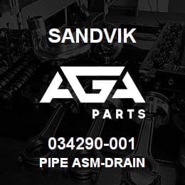 034290-001 Sandvik PIPE ASM-DRAIN | AGA Parts