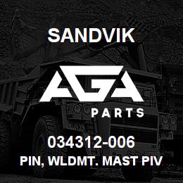 034312-006 Sandvik PIN, WLDMT. MAST PIVOT | AGA Parts