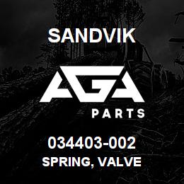 034403-002 Sandvik SPRING, VALVE | AGA Parts