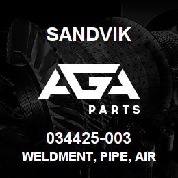 034425-003 Sandvik WELDMENT, PIPE, AIR INLET | AGA Parts