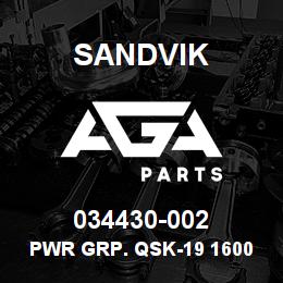 034430-002 Sandvik PWR GRP. QSK-19 1600 C.FM/100PSI/L&M | AGA Parts