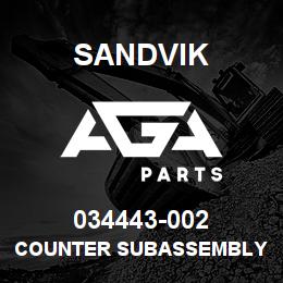 034443-002 Sandvik COUNTER SUBASSEMBLY **T-TEXT** NLA | AGA Parts
