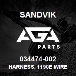 034474-002 Sandvik HARNESS, 1190E WIRE TROUGH | AGA Parts