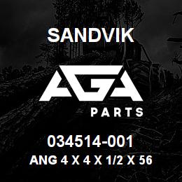 034514-001 Sandvik ANG 4 X 4 X 1/2 X 56.00 LG | AGA Parts
