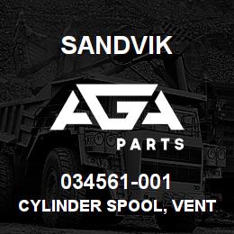 034561-001 Sandvik CYLINDER SPOOL, VENTED, VG35 | AGA Parts