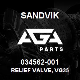 034562-001 Sandvik RELIEF VALVE, VG35 | AGA Parts