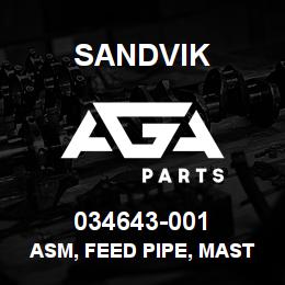 034643-001 Sandvik ASM, FEED PIPE, MAST | AGA Parts