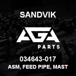 034643-017 Sandvik ASM, FEED PIPE, MAST | AGA Parts