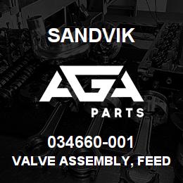 034660-001 Sandvik VALVE ASSEMBLY, FEED SYSTEM | AGA Parts