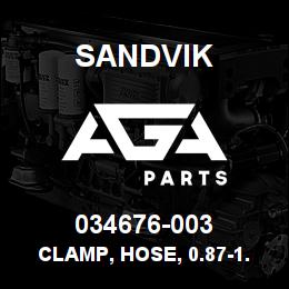034676-003 Sandvik CLAMP, HOSE, 0.87-1.25 ID | AGA Parts