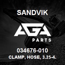 034676-010 Sandvik CLAMP, HOSE, 3.25-4.25 ID | AGA Parts