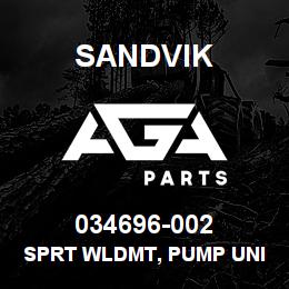 034696-002 Sandvik SPRT WLDMT, PUMP UNIT DR460 | AGA Parts