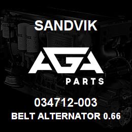 034712-003 Sandvik BELT ALTERNATOR 0.66 V.-BELT 57" | AGA Parts