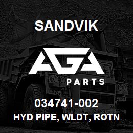 034741-002 Sandvik HYD PIPE, WLDT, ROTN DR460-BUYDRILTE | AGA Parts