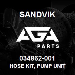 034862-001 Sandvik HOSE KIT, PUMP UNIT | AGA Parts