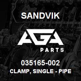 035165-002 Sandvik CLAMP, SINGLE - PIPE OD 1/4 | AGA Parts