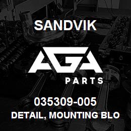 035309-005 Sandvik DETAIL, MOUNTING BLOCK | AGA Parts
