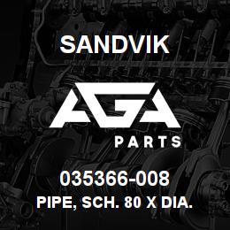 035366-008 Sandvik PIPE, SCH. 80 X DIA. 1.00 | AGA Parts