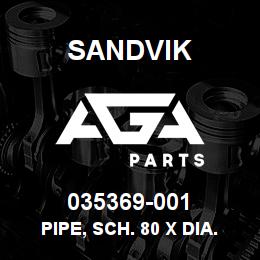 035369-001 Sandvik PIPE, SCH. 80 X DIA. 0.75" | AGA Parts