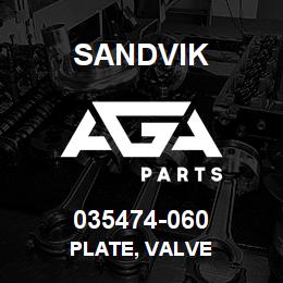 035474-060 Sandvik PLATE, VALVE | AGA Parts