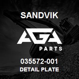 035572-001 Sandvik DETAIL PLATE | AGA Parts