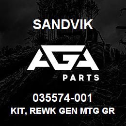 035574-001 Sandvik KIT, REWK GEN MTG GRP, D90KS | AGA Parts