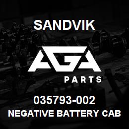 035793-002 Sandvik NEGATIVE BATTERY CABLE ASSEMBLY | AGA Parts